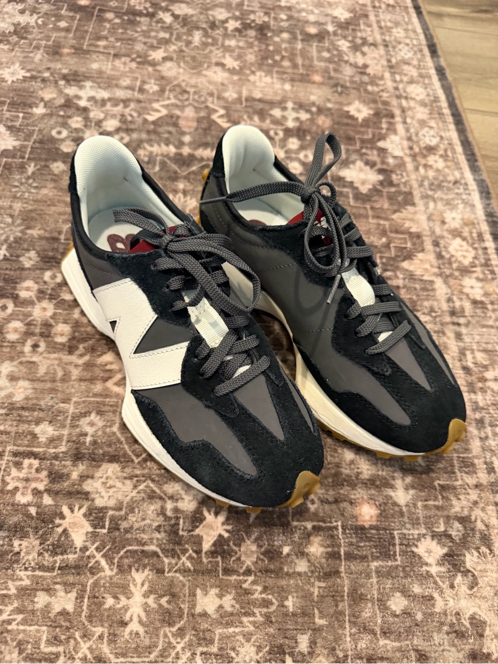 New Balance Black White and Gum Retro Runner Sneakers - Picture 2 of 14